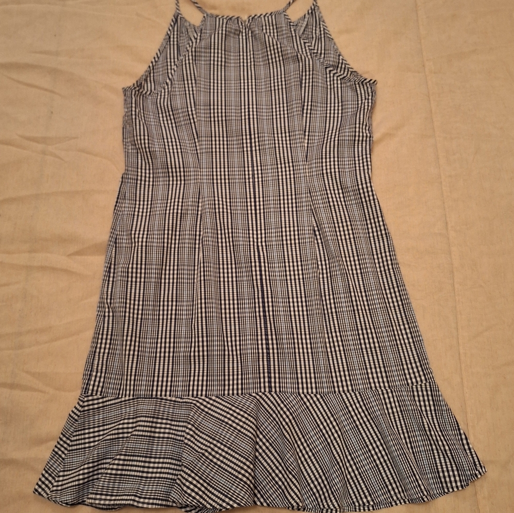 J. Crew Navy and White Gingham Dress